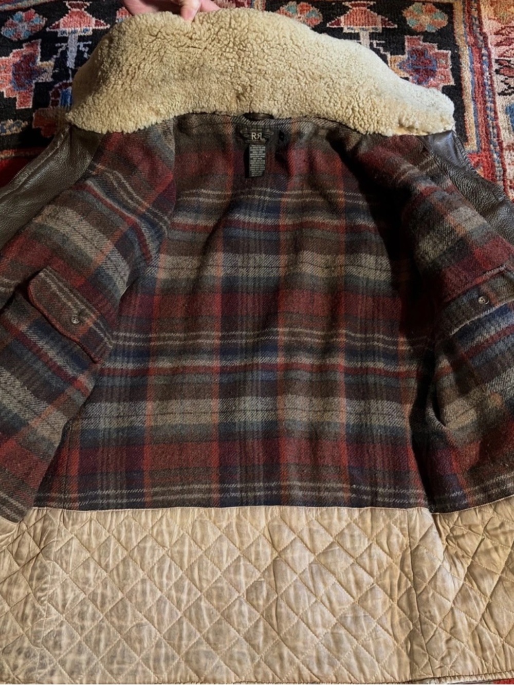 RRL Ralph Lauren  Leather Jacket Double RL VNTG 1990's USA Triple Star Shearling - Picture 6 of 16